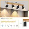 Spot Plafond Bois Noir 4 Spots GU10 Orientables 350° - NETTLIFE - Style Industriel Vintage pour Salon Cuisine Chambre Bureau
