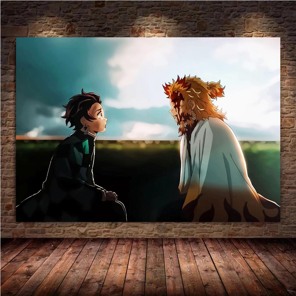 Japonské horkokrevné bitevní anime Demon Slayer Tisky Plakát Plátno Obraz Moderní Nástěnné Umění Obraz Obývací Pokoj Ložnice Domácí Dekorace