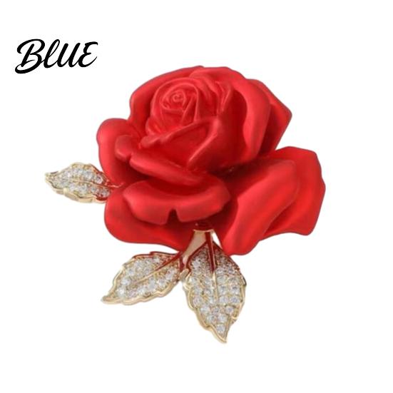 Decorative Brooch Accessory Alloy Pin Rose Flower Shape Shiny Rhinestones
