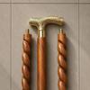 Hand Carved Wooden Cane, Brass Handle Walking Stick, Gentleman Mobility Aid