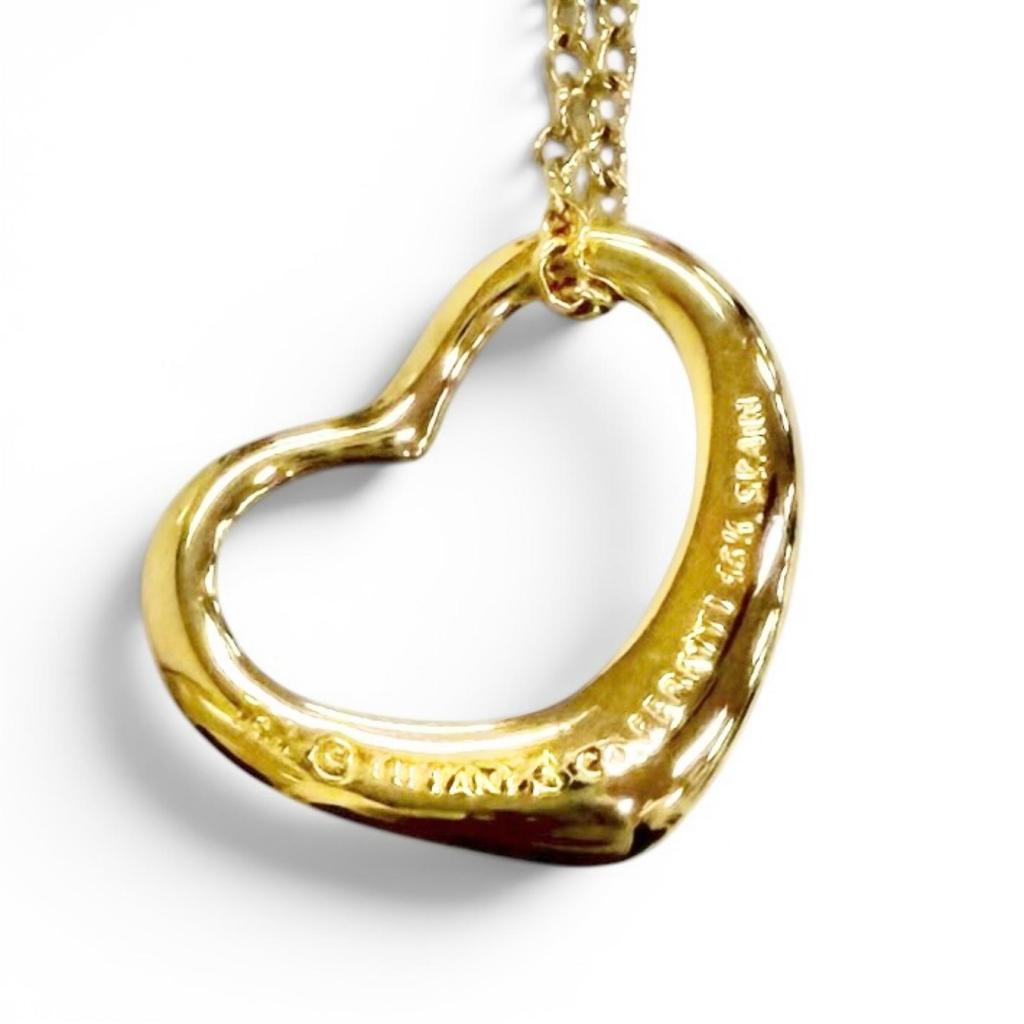 Excellent TIFFANY&Co. Necklace Open Heart Pendant 750 YG Yellow Gold 750 Women Used