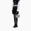 Miu Miu Miu Spirit Faux Crystal Decor Detachable Chain Satin Shoulder Tote Bag Women handbags Black 5BC103-2D5H-F0002-V-OOO