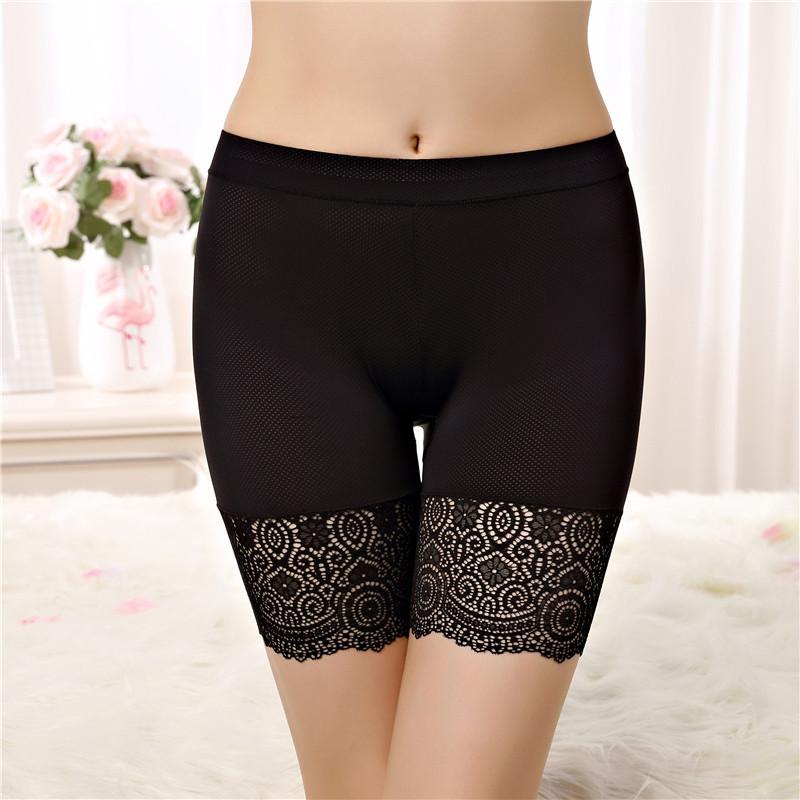 Bezešvé spodní prádlo šortky Ženy Měkká Bavlna Bezpečnostní Krátké Kalhoty Dámské Sexy Krajka Černé Boxerky Ženy Nadměrná velikost BoyShort Kalhotky