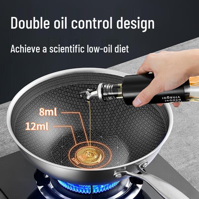 COOKER KING 34cm 304 Stainless Steel Non-stick Flat-Bottom Wok