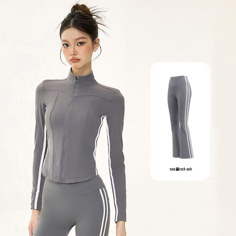 Women’s Autumn/Winter Yoga Suit: Slimming Stand Collar Zipper Jacket with Long Sleeves for Running, Training, and Fitness
