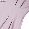 ZANZEA Women Casual Round Neck Solid Color Summer Short Sleeve Dress