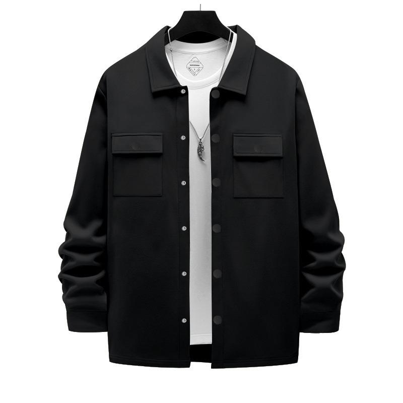 Autumn and Winter Heavyweight European and American Men's Loose and Casual Multi Pocket Plus Velvet Lapel Jacket Jacket Jacket