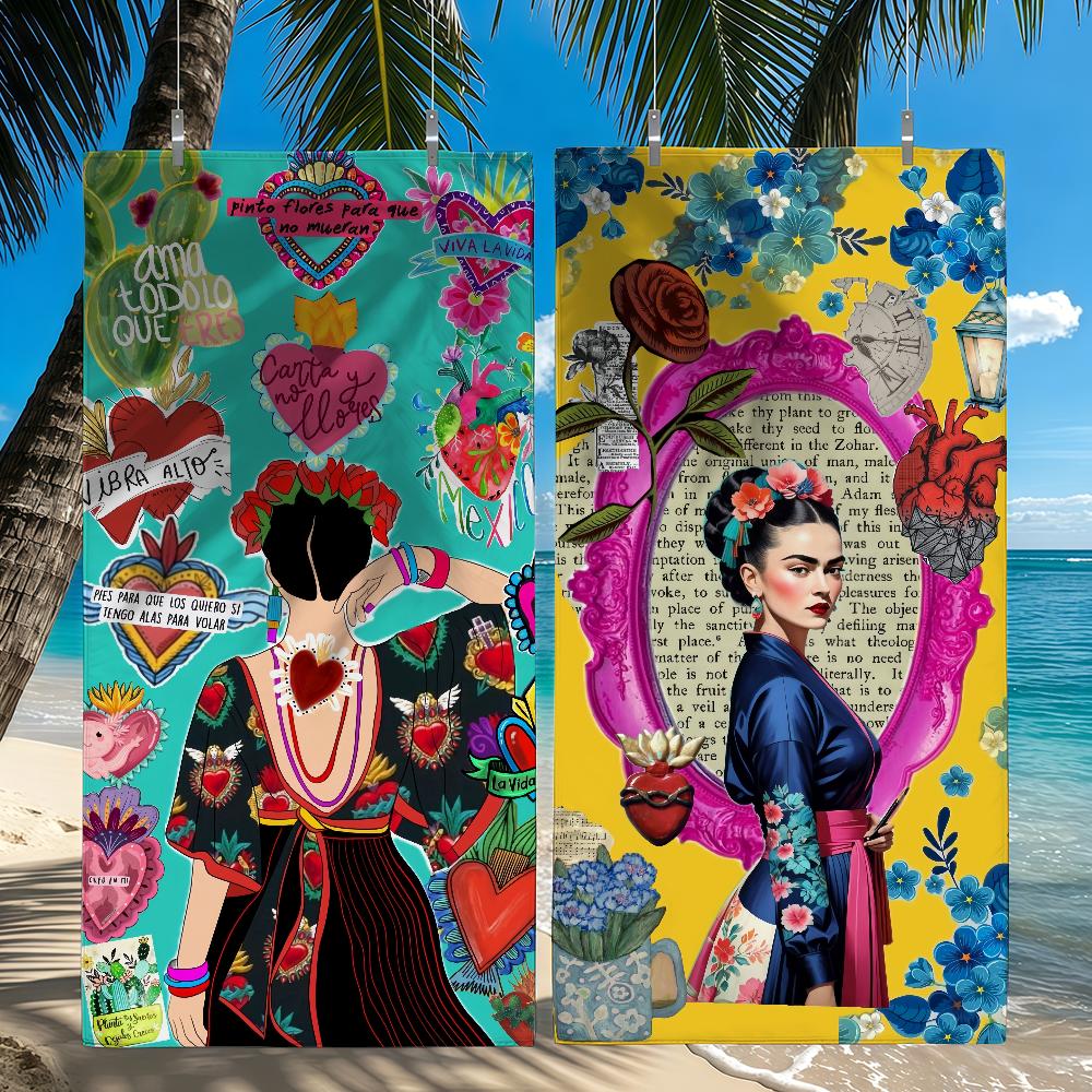 Art F-Frida K-Kahlo Asciugamano Asciugamano da Spiaggia Viaggio Leggero Delicato sulla Pelle per Piscina Spiaggia Campeggio Crociera Estate