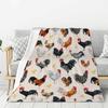Soft Flannel Throw Blanket Watercolor Rooster Hen Chick Print Lightweight Cozy Warm Sofa Bed Farm Home Decor