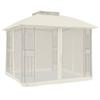 VidaXL Tonnelle double toit et parois en filet crème 2,94x2,94 m acier, tonnelle de jardin, tonnelle de patio, pavillon, 368454