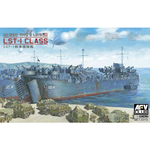 AFV Club 1/350 WWII US Navy LST-1 Tank Landing Ship Plastic Model Kit SE73515