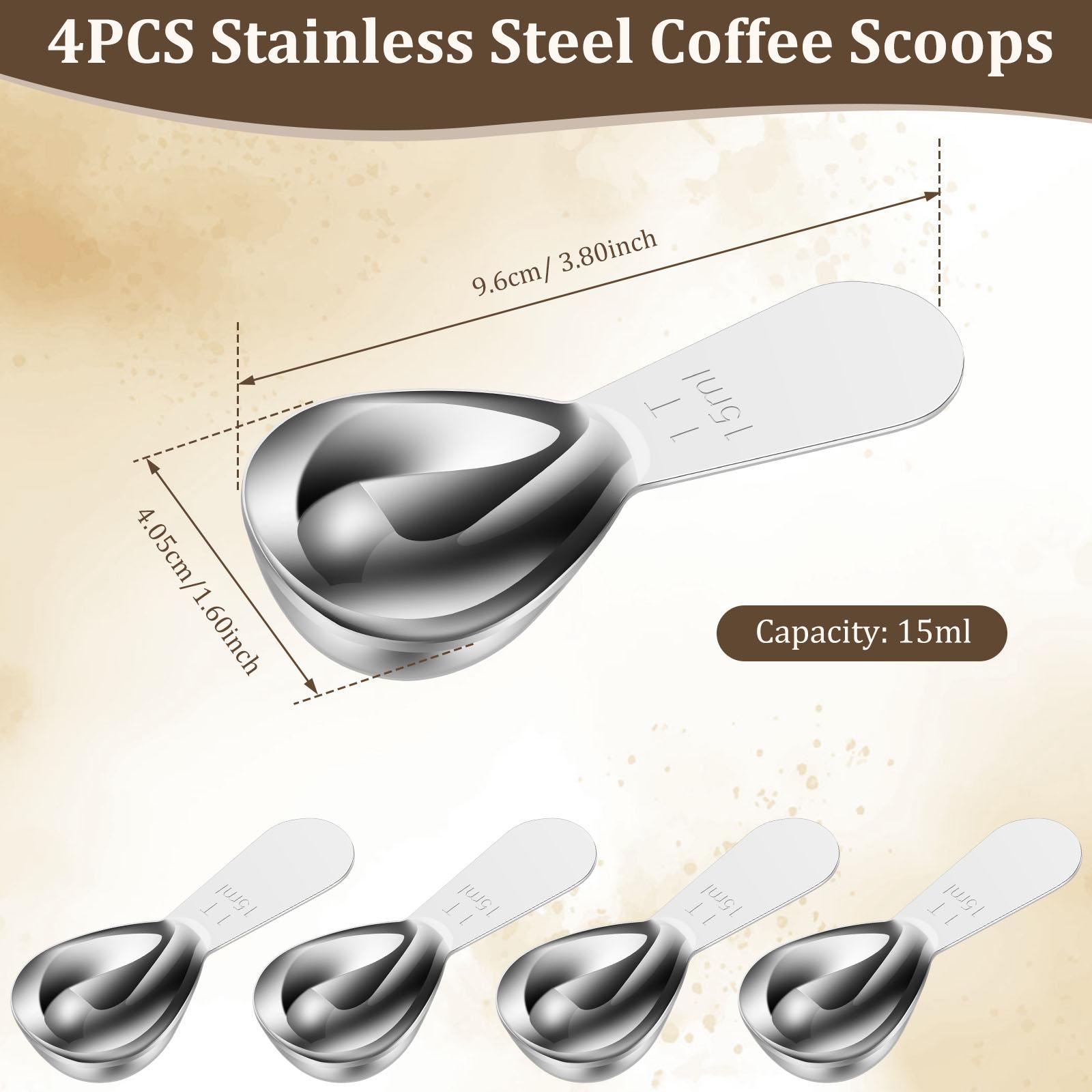 

4Pcs Measuring Cups & Spoons Set Stainless Steel Measure Scoops With Clear Scale Tea Measuring Spoons for Baking & Cooking
