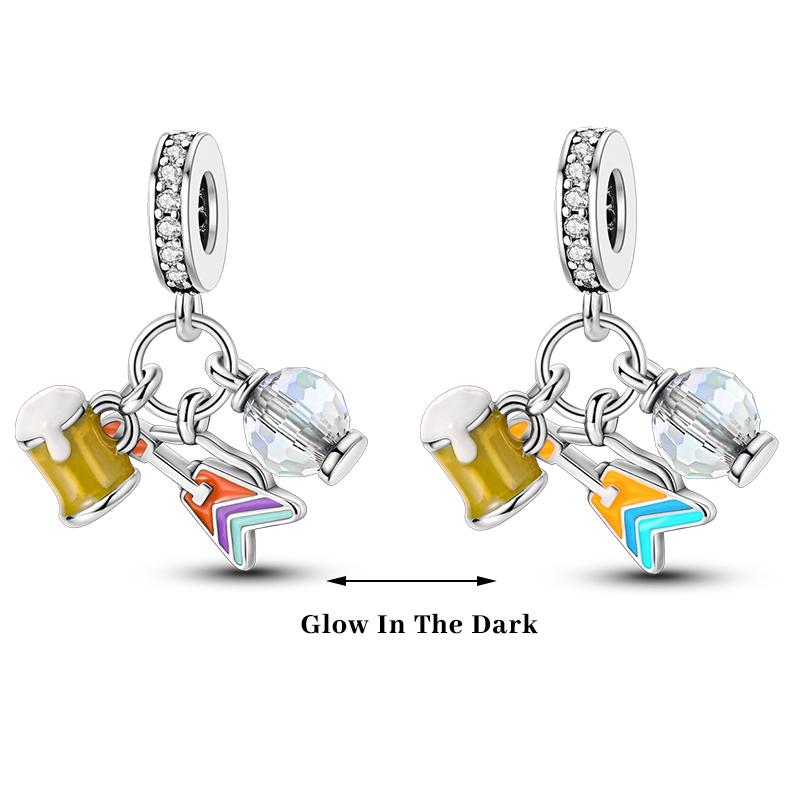 Copper Color Fireflies Bees Stars Turtles Luminous Charms Beads Fit 3Mm Original Bracelets Diy Jewelry Gift