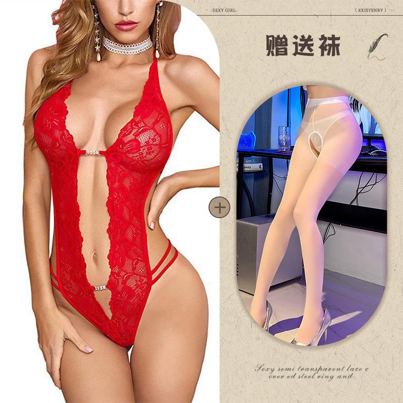 European and American sexy lingerie perspective backless body sculpting lace