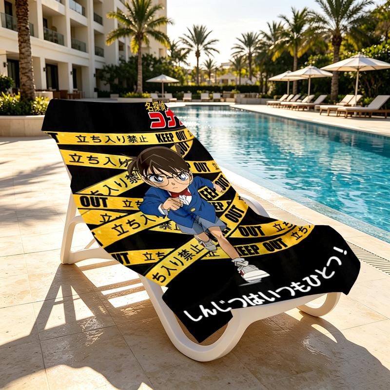 Detective Conan Print Beach Towel Design, Soft, Lightweight. for Home Bathroom, Spa, Pool, Yoga, Surfing, Camping, Gift for Family, Friend