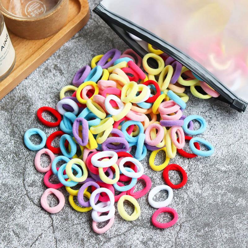 50/100 Stück Kinder elastische Haarbänder Mädchen Gum Scrunchie Gummiband für Kinder Nylon Haargummis Stirnband Baby Haarschmuck