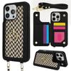 Long Lanyard Leather Wallet Card Slot Phone Case for iPhone 16 Pro Max 15 14 Plus 13 12 11 SE 2026 XS XR X 8 7 Ring Flip Cover