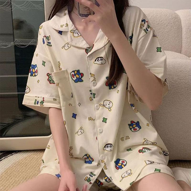 Jiikawa Wusachi Pajamas Women's Spring Summer Cotton Short Sleeve Student Loose Large Size Summer Small Hachi Loungewear
