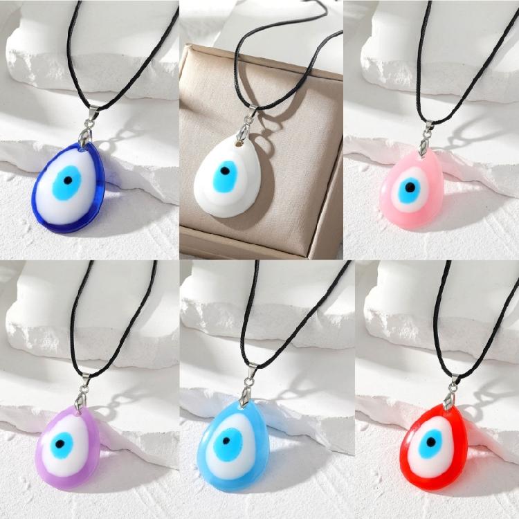 Trendy Blue Eye Necklace Eye Catching Resin Charm Necklace Pendant Necklace