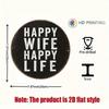 Round Iron Wall Art 8x8 Inch Happy Wife Happy Life Romantic Home Decor Sign Gift Valentine Anniversary