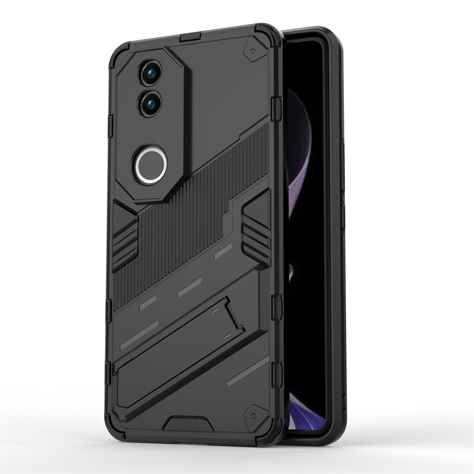 

Для vivo V50 5G Чохол PC+TPU Протиударний Чохол для Телефону з Підставкою Black