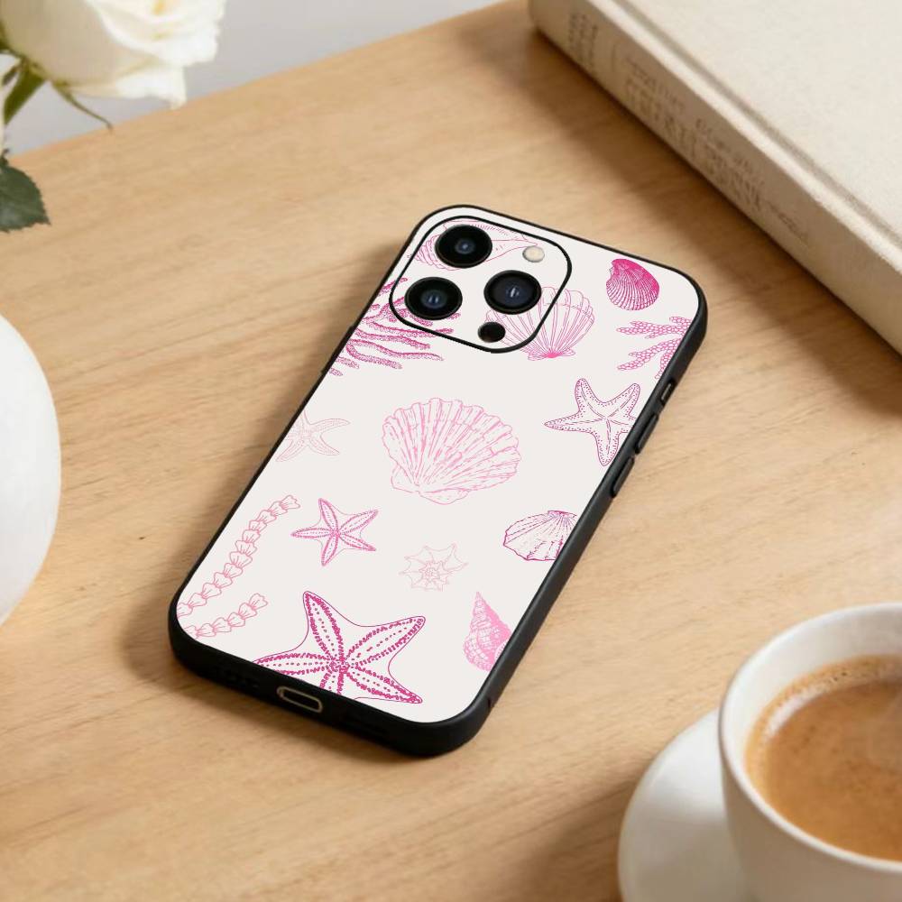 

Colorful Marine Organism Phone Case For iPhone17,16,15,14,13,12 Plus,Max Soft Silicone Black Cover iPhone17air