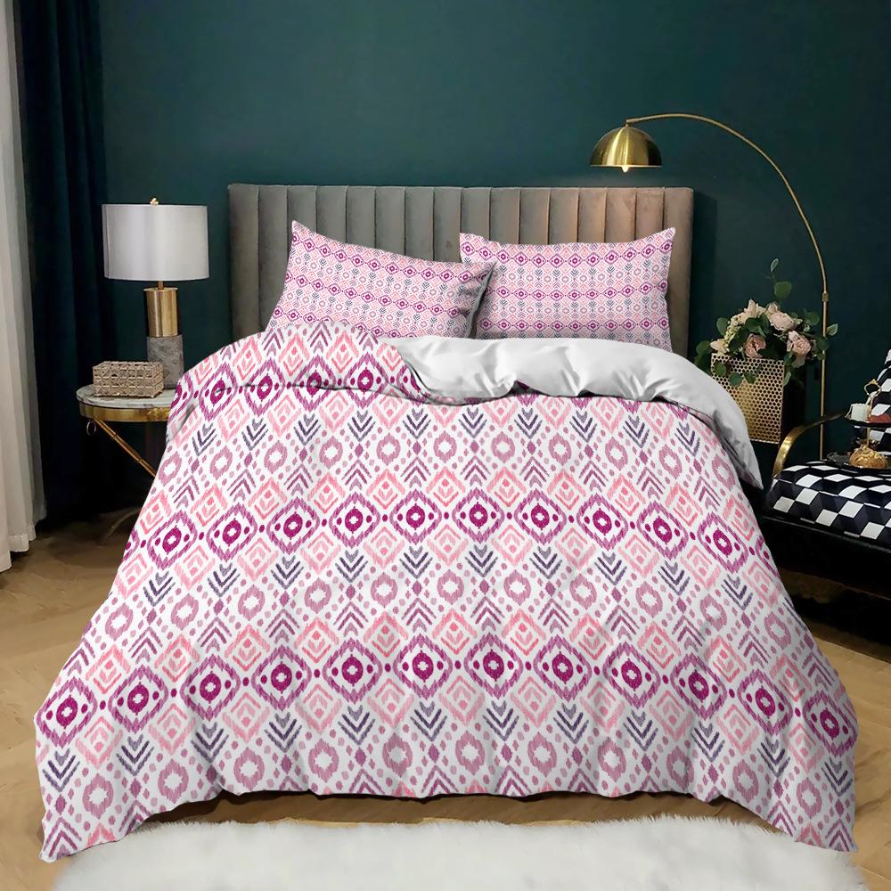 Stripe Kit 3D Digital Festival Printing Quilt Cover Bedding Plaid Three-Piece Set