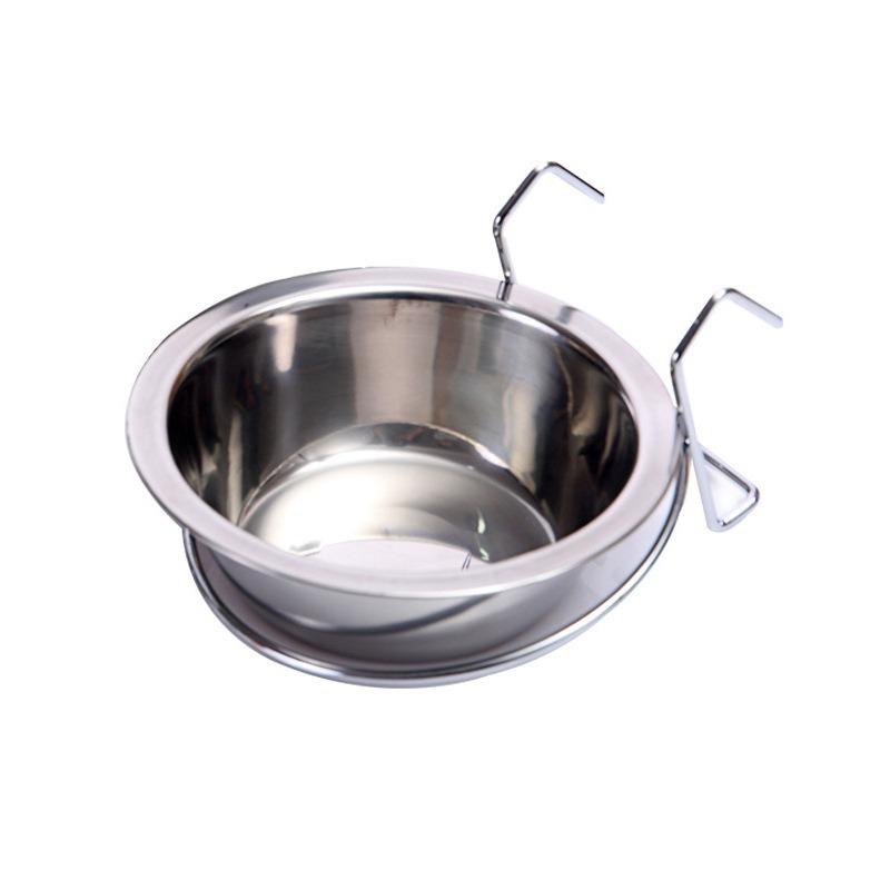 Pet Stainless Steel Hanging Dog Bowl - Suitable for Hanging Dog Cage Feeding Dish. Single Hanging Dog Cage Pet Bowl.