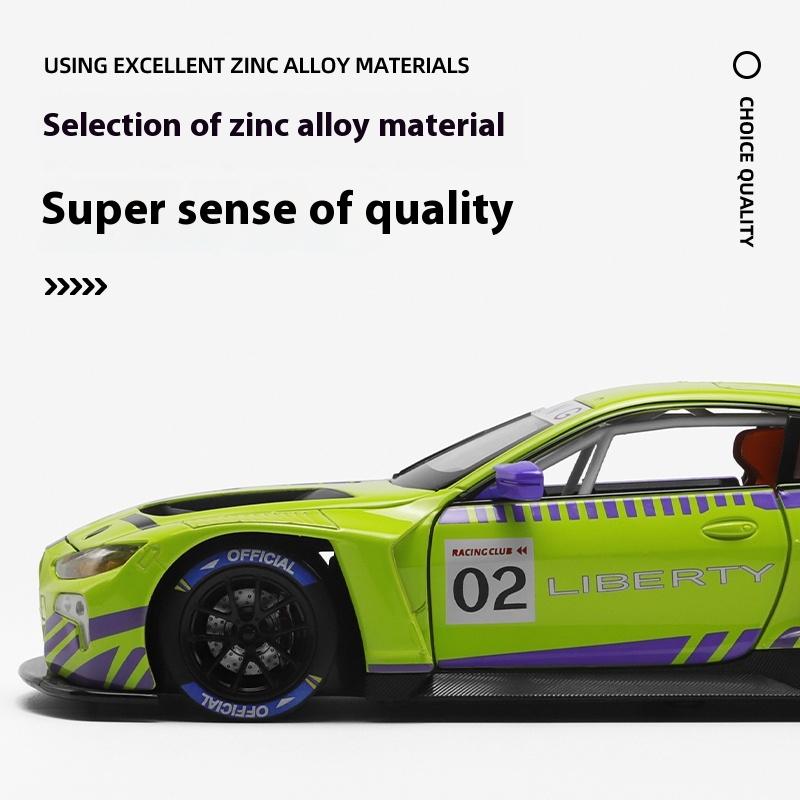 1/24 Scale BMW M4 GT3 Couple Racing Alloy Diecast Car Model Sound Light Indoor Desk Decoration Trendy Ornament Gift Box for Boyfriend