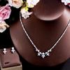CWWZircons Gorgeous Cubic Zirconia Paved Fashion Pearl Party Wedding Necklace and Earrings Jewelry Sets for Women Accessory T637