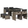Vidaxl 9-Cz. Garden Furniture Set With Cushions, Grey, PE Rattan
