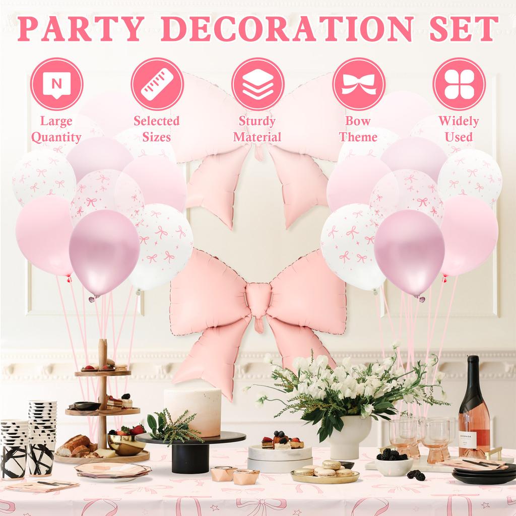 1 zestaw Różowe Balony z Kokardą Mini Balon Muszka Dekoracja Ślubna Urodzinowa Prezent na Wieczór Panieński Balon Dekoracyjny Materiały