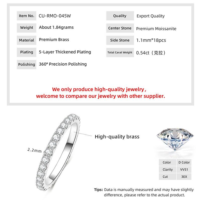 Anziw 2mm D Full Moissanite Ring for Women Sparkling Wedding Eternity Band 14k Gold Filled Wedding Engagement Ring Jewelry