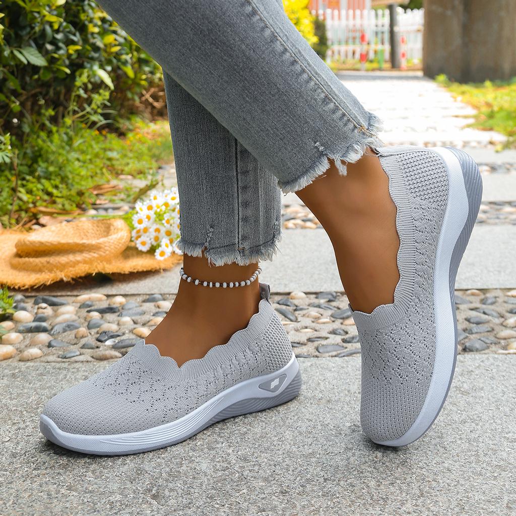 Women Shoes Orthopedic Knit Walking Shoes Breathable Slip-On Loafers Soft Non-Slip Wedge Sneakers Comfortable Casual Footwear