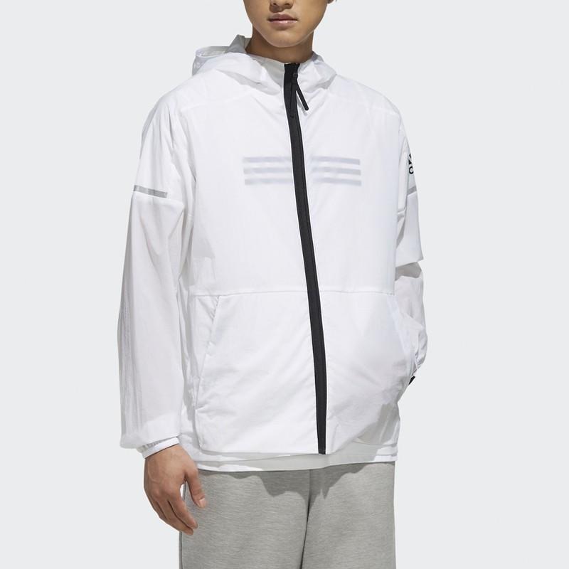 Adidas Wb Light Logo Printed Woven Hooded Jacket Men Jacket White FI8758