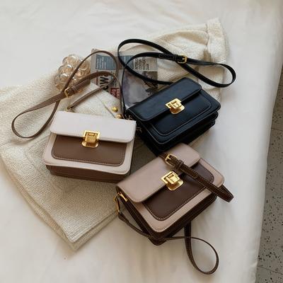 Fashion Contrasting Color Simple Small Square Bag Women's 2025 New Niche Versatile Shoulder Bag Light Luxury Texture Foreign Style Messenger Bag