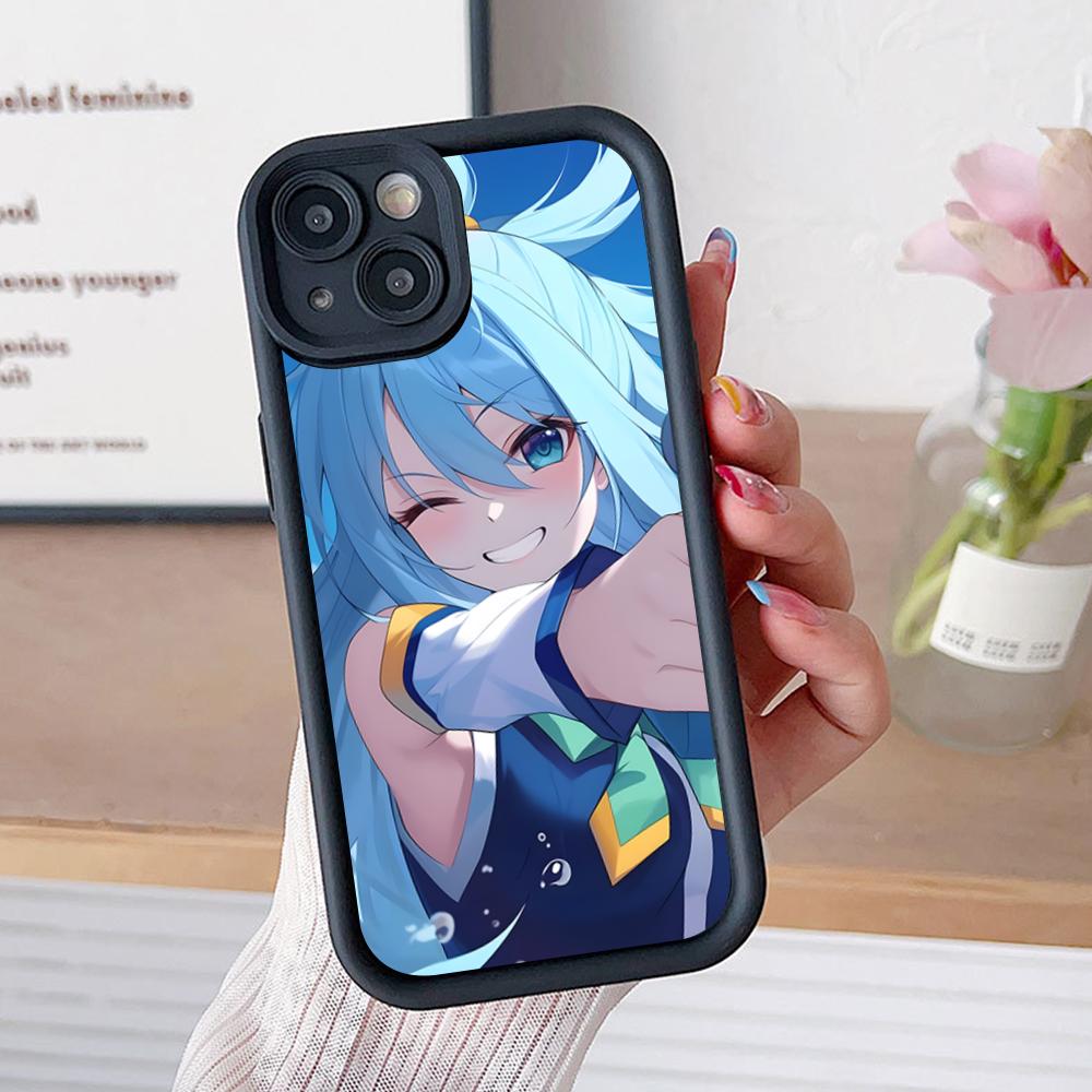 Konosuba Aqua Thicken TPU Mobile Phone Case for iPhone 17 16 15 14 13 12 11 Air Pro Max Plus Colorful Cover iPhone 16e