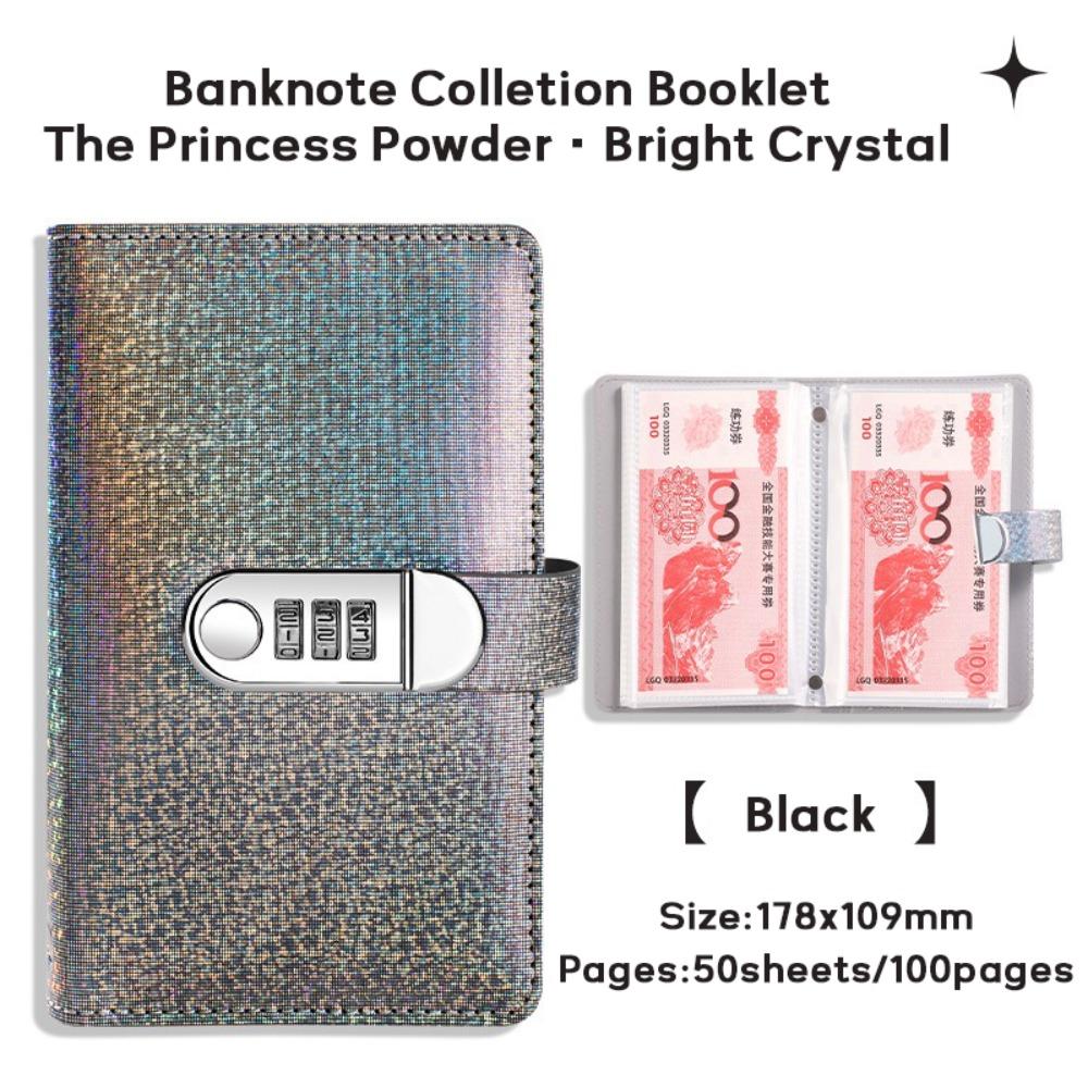 With Password Lock Saving Money Notebook PU Leather Budget Saving Book