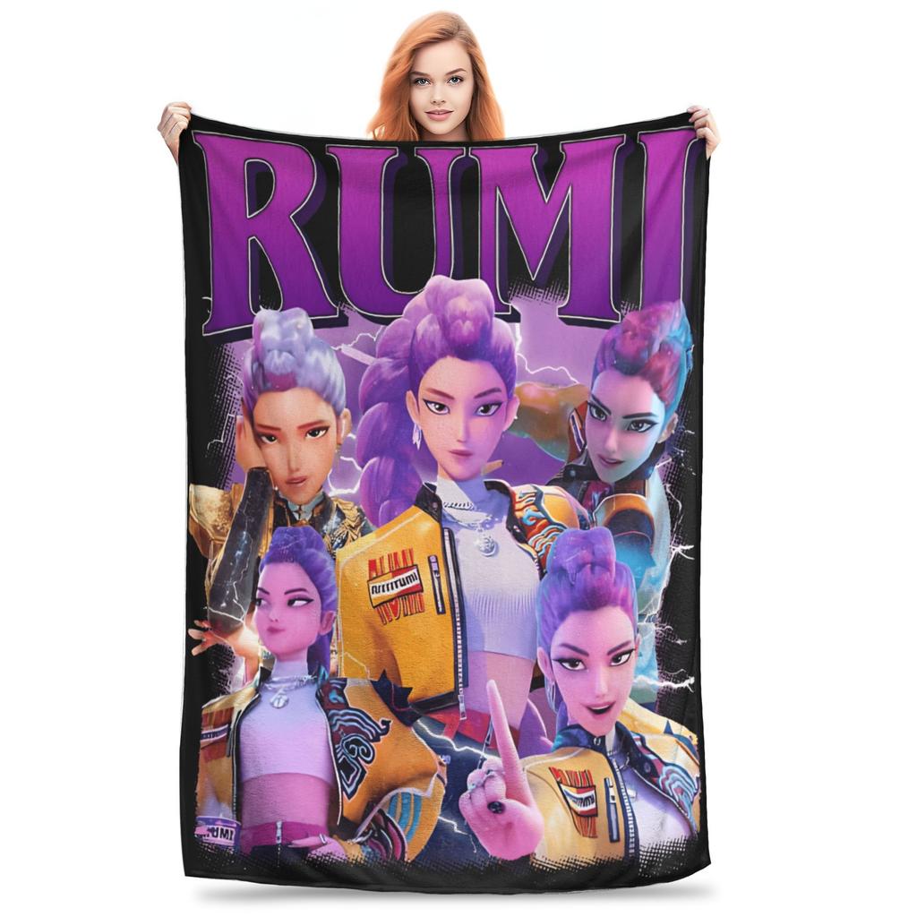 Idol Kpop Singer Blankets KPop Demon Hunters Warm Comfortable Plush Bedding Throws Kids Home Decor Flannel Bedspread Bed Cover