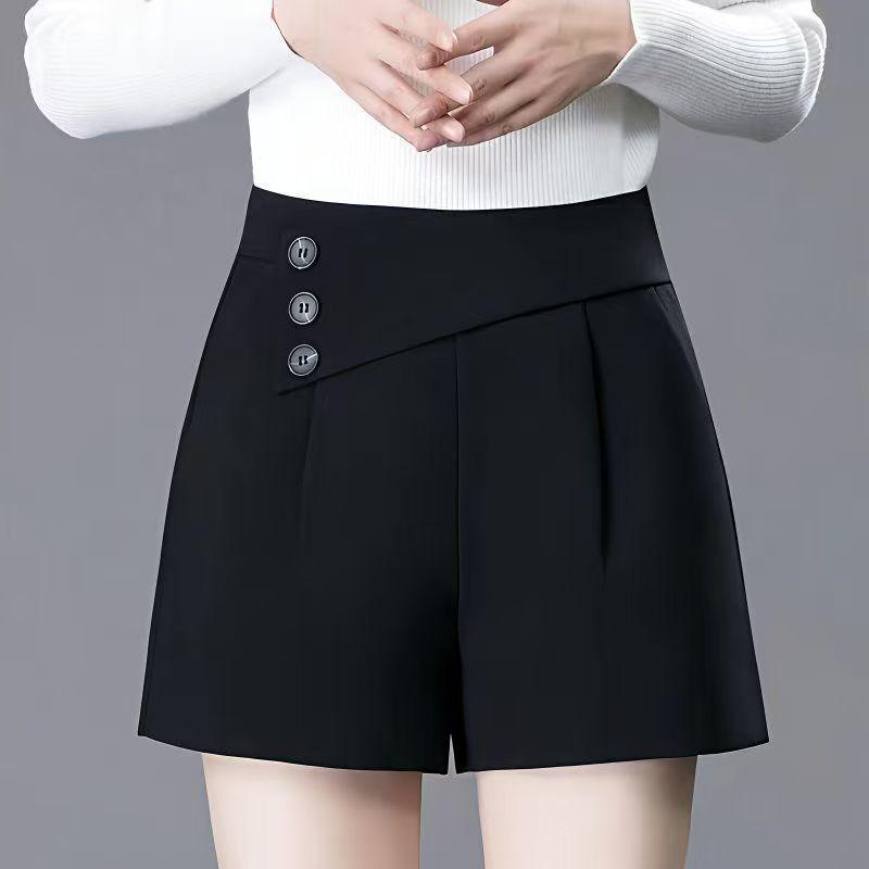 

Women s High Waist Slim A-line Shorts - Versatile Spring/Autumn Casual Wear 2XL чёрный