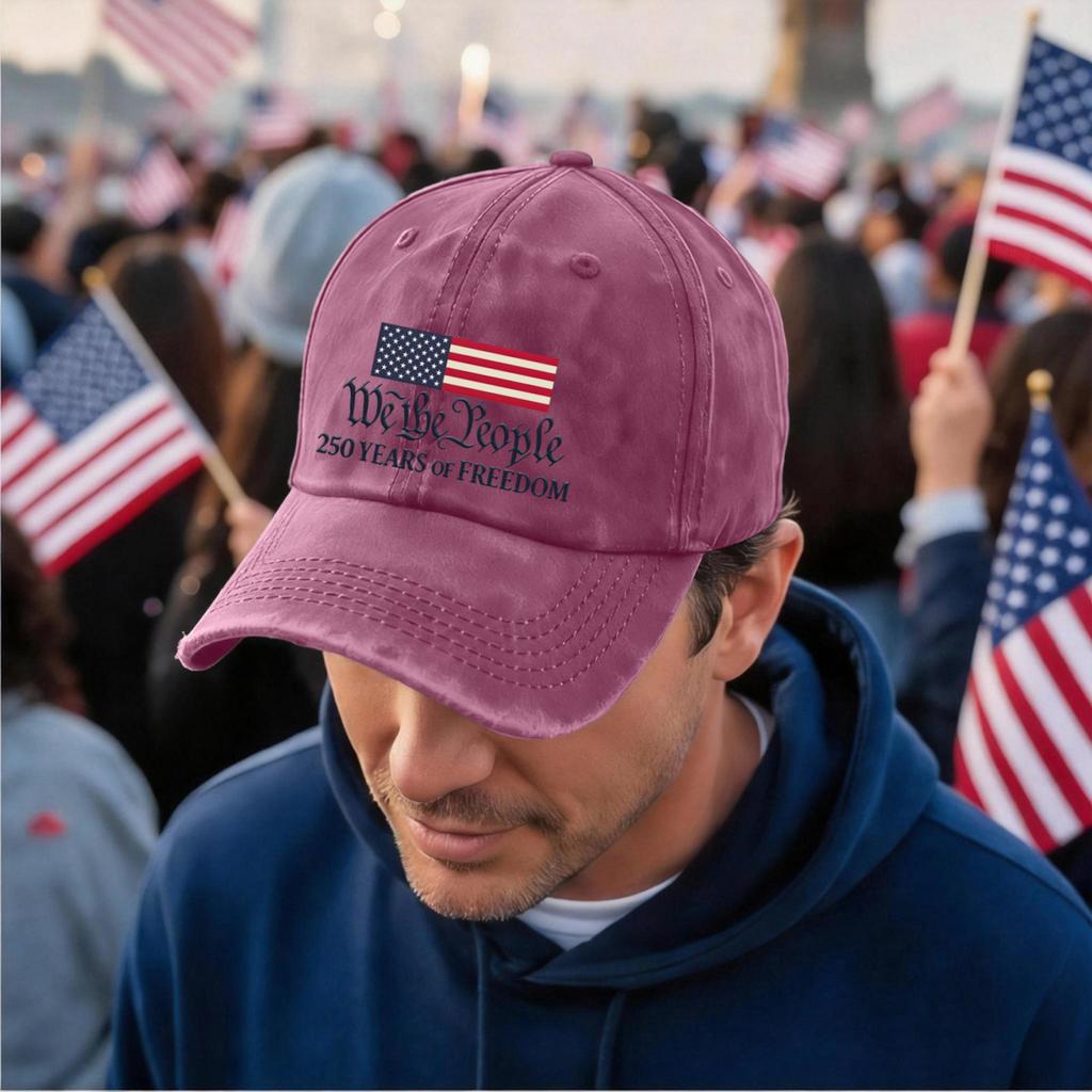 Men's and women's distressed washed casual baseball caps, flag letter print hats