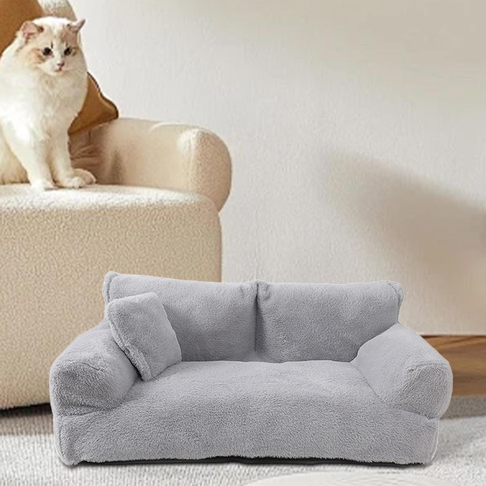 

Pet Sofa Bed with Removable Cover Pet Supplies Versatile Plush Soft Wear светло-серый