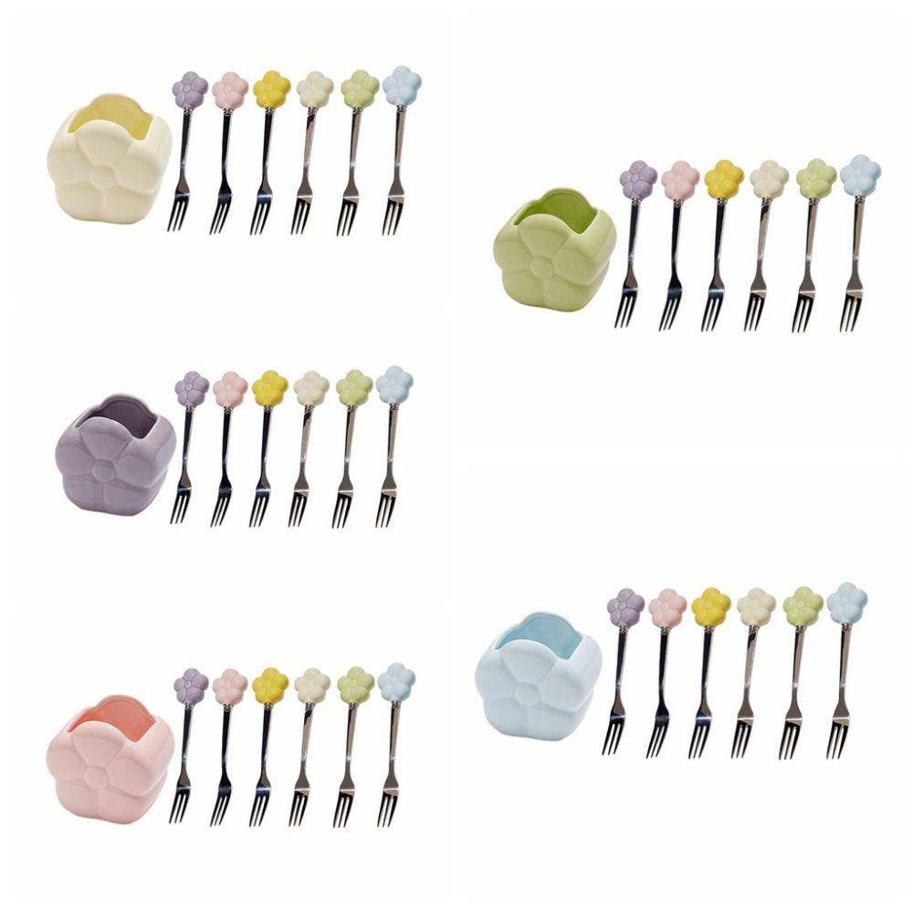 Creative Flower Fruit Fork Set Cartoon Fruit Stick Set  Kitchen Supplies