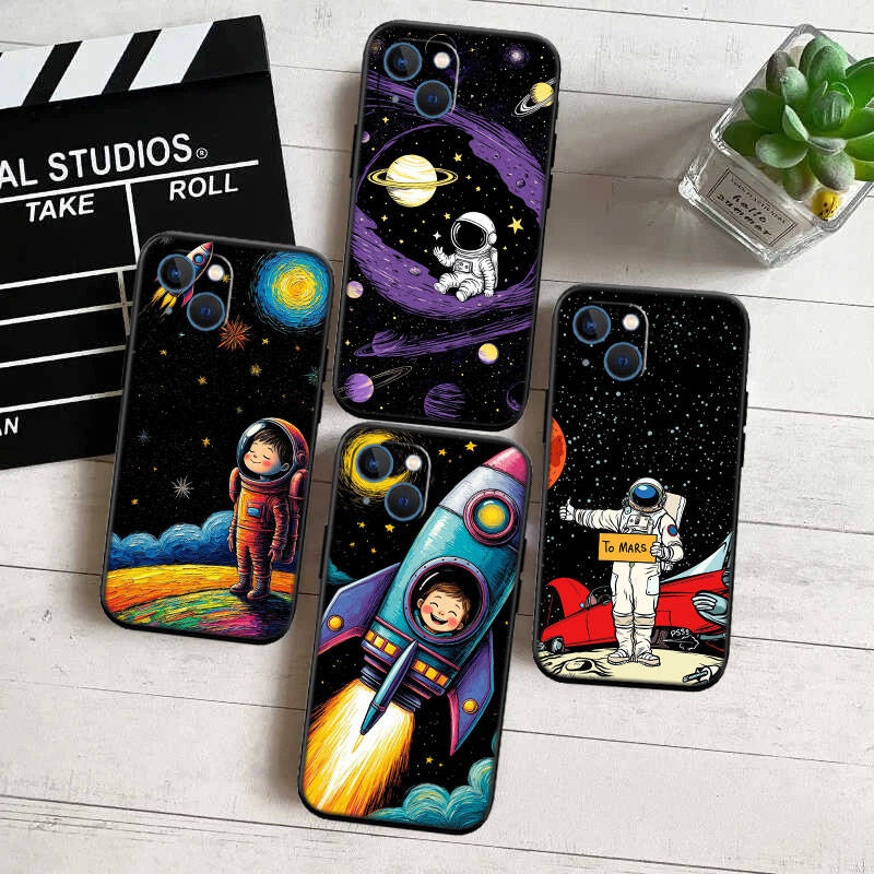 MH15 Astronaut Space Moon Phone Shell for Samsung S20 S21 S22 S23 S24 FE Ultra Plus Lite S21S A55 A07 A17 F06 F16 M06 M16 M56 A36 A37 A57