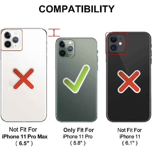 for iPhone 11 Pro Case with Card Holder,Credit Card Slot Protective Wallet Case - Black