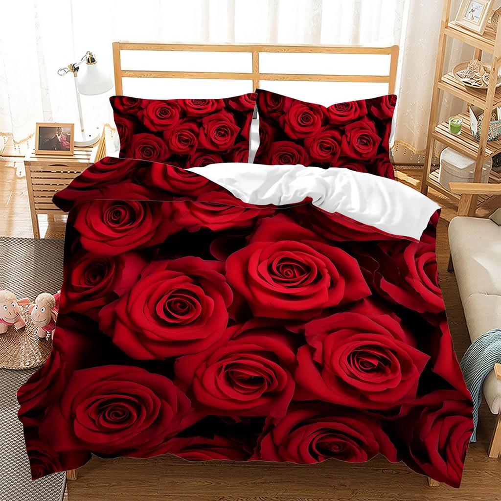 Purple Butterfly Three-Piece Quilt Cover Digital Printing Bedding Set Dream Heart Bed Cover