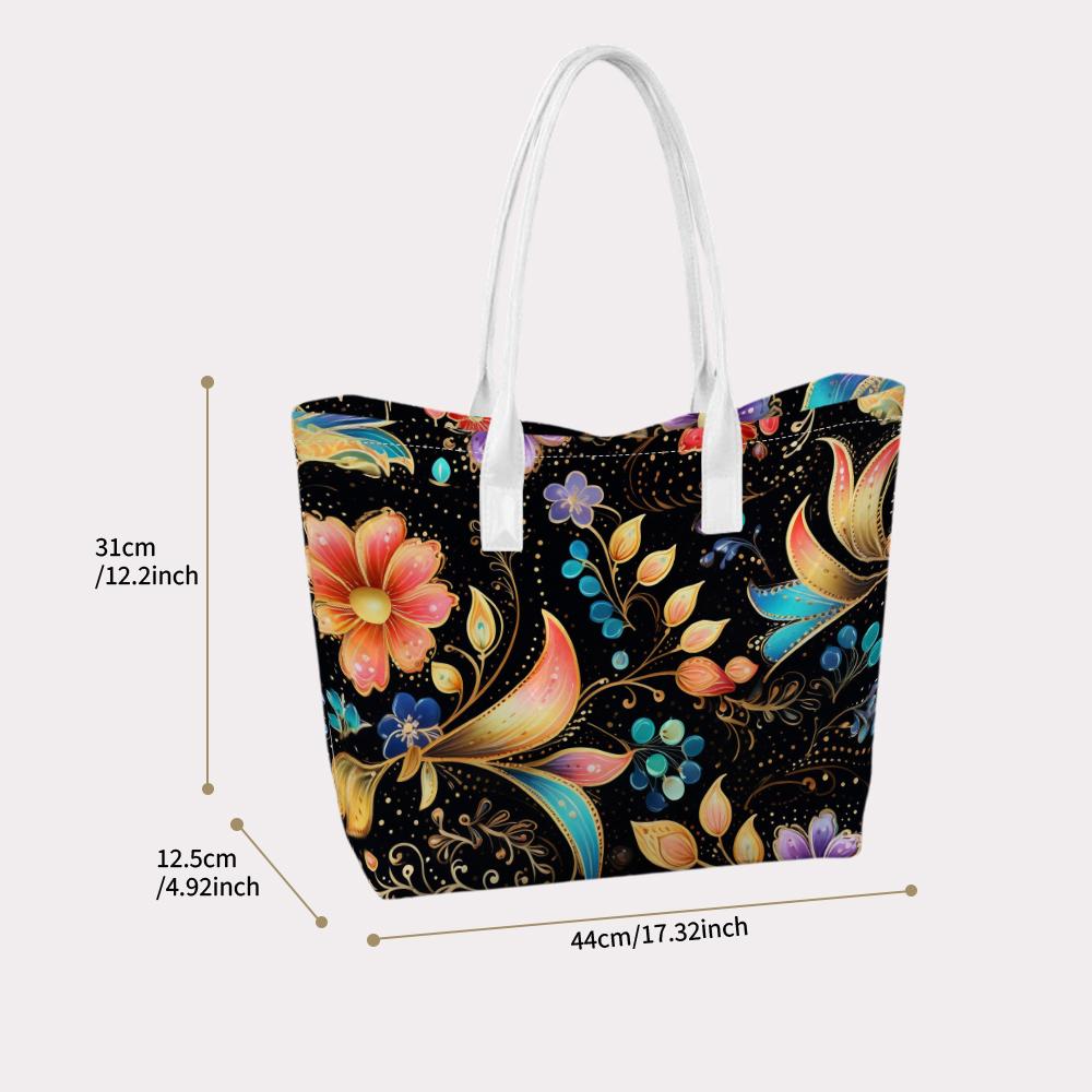 Bohemian Floral Tote Bag for Women Large Capacity Casual Shoulder Bag for Daily Shopping Travel Stylish Printed Handle Bag