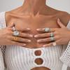 5pcs/7pcs Stackable Chunky Smooth Rings Irregular Retro Metal Ring  Matchable Jewelry