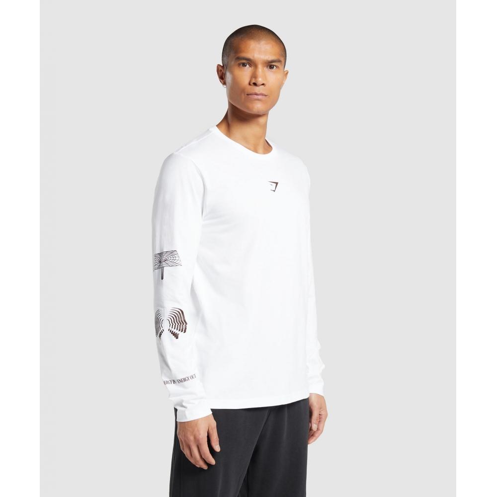 

Футболка GYMSHARK Hybrid Wellness с длинным рукавом, белая A4A7Q WB57