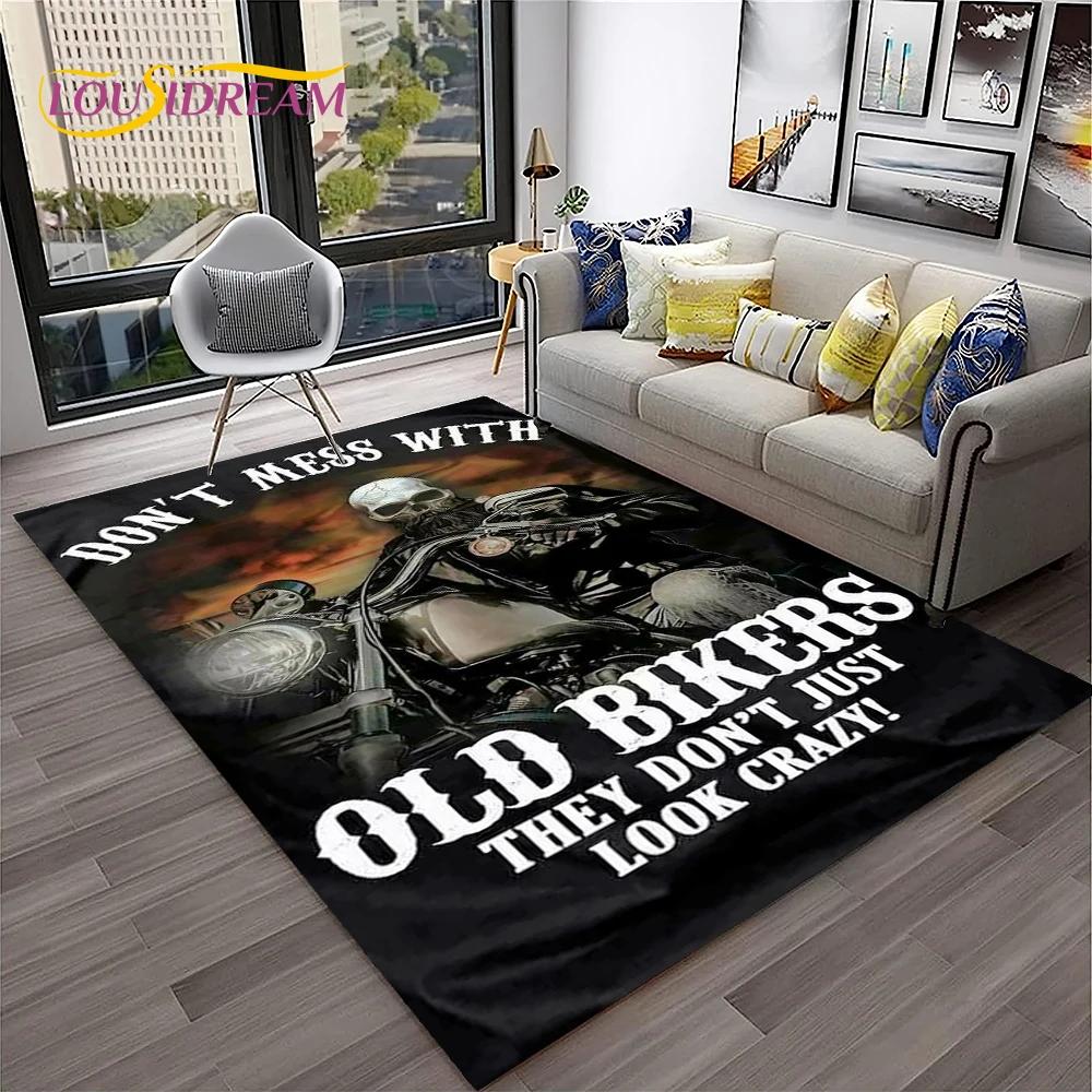 Vintage Motorcycle Retro Carpet Rug for Home Living Room Bedroom Playroom Sofa Doormat Decor,Kid Area Rug Non-slip Floor Mat
